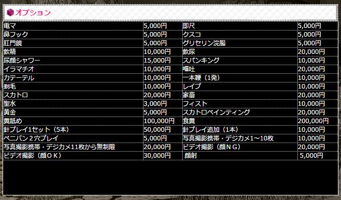 渋谷　高級デリヘル　SMクラブ　グラウンドゼロ　オプション